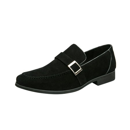 

Rdeuod Mens Shoes Professional Retro Casual Suede Belt Buckle Formal Business Sleeve Low Top Shoes