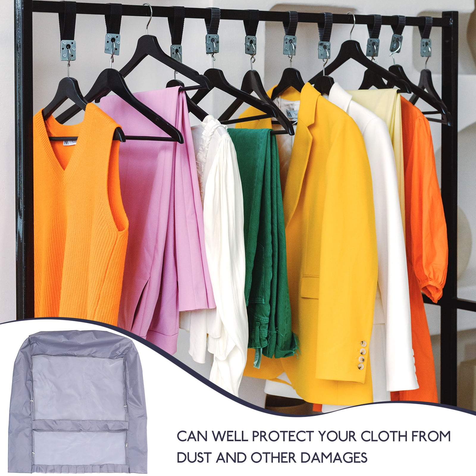 ULTNICE Grey Oxford Clothes Cover Clear Wardrobe Moisture Resistant Hanging Garment Suit Bag
