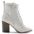 thumbnail image 5 of Ollio Women's Shoes Faux Suede or Faux Leather Lace Up Stacked High Heel Ankle Boots SSB09, 5 of 5