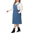 thumbnail image 4 of Agnes Orinda Women's Plus Size Jean Skirt Distressed Racerback Suspender Denim Overall Dress 2X Blue, 4 of 7