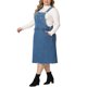 thumbnail image 4 of Falda de mezclilla para mujer de tallas grandes Agnes Orinda, con tirantes de tirantes, desgastada, vestido de mezclilla 2X azul, 4 of 7