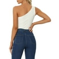thumbnail image 3 of REFINED ATTIRE Leotard Shirt for Women's One Shoulder Ribbed Knit Slim Fit Bodysuit Tank Tops XS White, 3 of 6