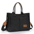 thumbnail image 7 of Canvas Tote Bag for Women, Crossbody Canvas Bag with Multi-Pocket, Purses Everything Shoulder Tote Bag Everyday Satchel Handbags Messenger Gym Totes, Black, 7 of 7