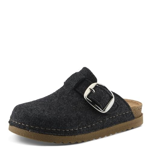 Flexus Cloggiller – Women’s Boiled Wool Clog Slippers with Decorative Buckle