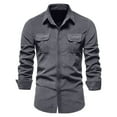 thumbnail image 2 of Kureaily Men's Corduroy Shirts Casual Western Long Sleeve Button Down Shacket Jackets with 2 Flap Pocket, 2 of 5