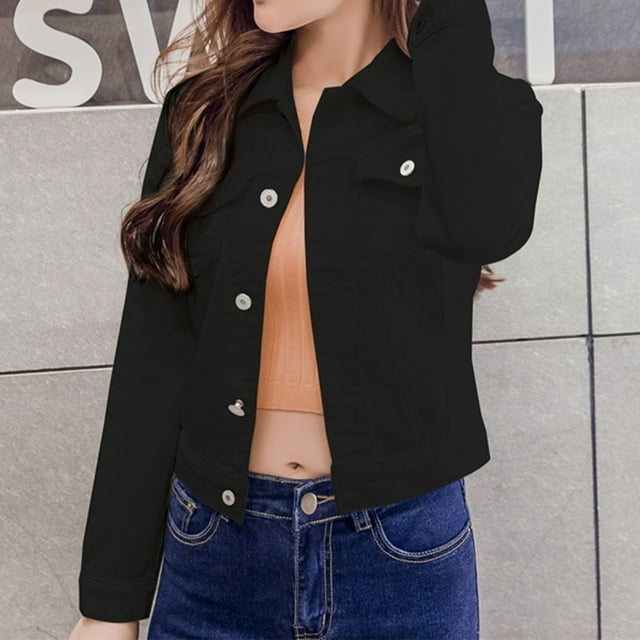 Tralilbee New Fashion Versatile Ladies Denim Jacket Candy Color Casual Casual Short Denim Jacket