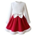 thumbnail image 4 of CAIVO Child Autumn Winter Girls Outfit Sets 2 Piece Knitted Long Sleeve Tops With Bow Furry Skirt Toddler Holiday Party Dress 5-6 Years, 4 of 7