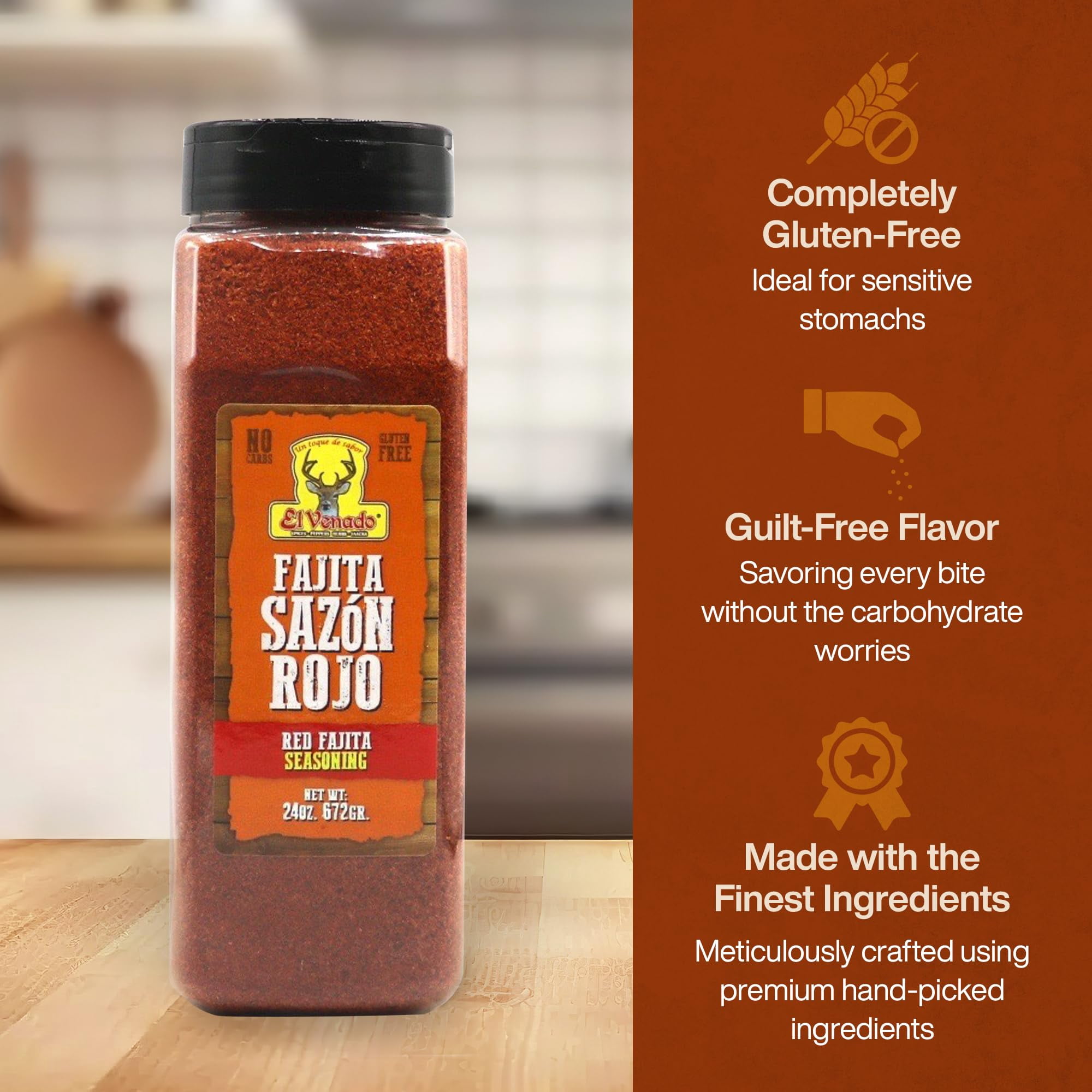 El Venado Fajita Sazon Rojo 24oz - Irresistibly Bold and Flavorful Fajitas Seasoning Mix for Grilling, Searing, and Sautéing - Elevate your Gastronomic Creations - (Pack of 1) H1