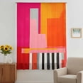 thumbnail image 3 of Pink Orange Sheer Curtains 54 Inches Long, Geometric Modern Abstract Oil Painting Light Filering Curtains, Breathable Simi Curtain Privacy Drapes for Kitchen Bathroom Nursery Small Window Treatment, 3 of 9
