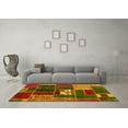 thumbnail image 3 of Ahgly Company Indoor Round Patchwork Yellow Transitional Area Rugs, 7' Round, 3 of 4