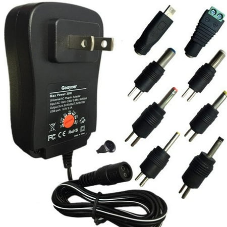 5v 2a Usb Power Source Goaycer 30W AC-DC Multi Voltage Universal Power Adapter ,3V 4.5V 5V 6V 7.5V 9V 12V 2A for Household Electronics Routers Speakers CCTV Cameras Smart Phone USB Charging Devices ()