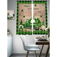 thumbnail image 4 of St. Patrick's Day Sheer Curtains 63 Inch Length 2 Panels Set Window Treatments, Shamrocks Gnomes Truck Rustic Wood Rod Pocket Semi Curtains for Living Room/Bedroom/Kitchen Décor, 104"W x 63"L, 4 of 7