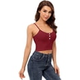 thumbnail image 4 of Women's Ribbed Cami Crop Top Botton Down Camisole Tank Tops, 4 of 6