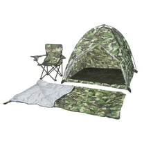 Pacific Play Tents Camo Set Chair and Sleeping Bag Polyester Play Tent, Green