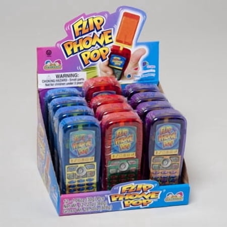 LOLLIPOP FLIP PHONE POP 3ASST 12 CT COUNTER DISPLAY, Case Pack of 144