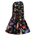 thumbnail image 4 of asdoklhq Skirt for Women Plus Size,Christmas O-Neck High Waist Long Sleeve Black Ribbon Large Skirt Gown Retro Dress, 4 of 4