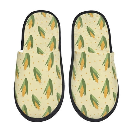 

Rateoe Yellow Corn Pattern Fuzzy Slippers Fuzzy Soft House Slippers Plush Furry Warm Cozy Open Toe Fluffy Home Shoes-Large