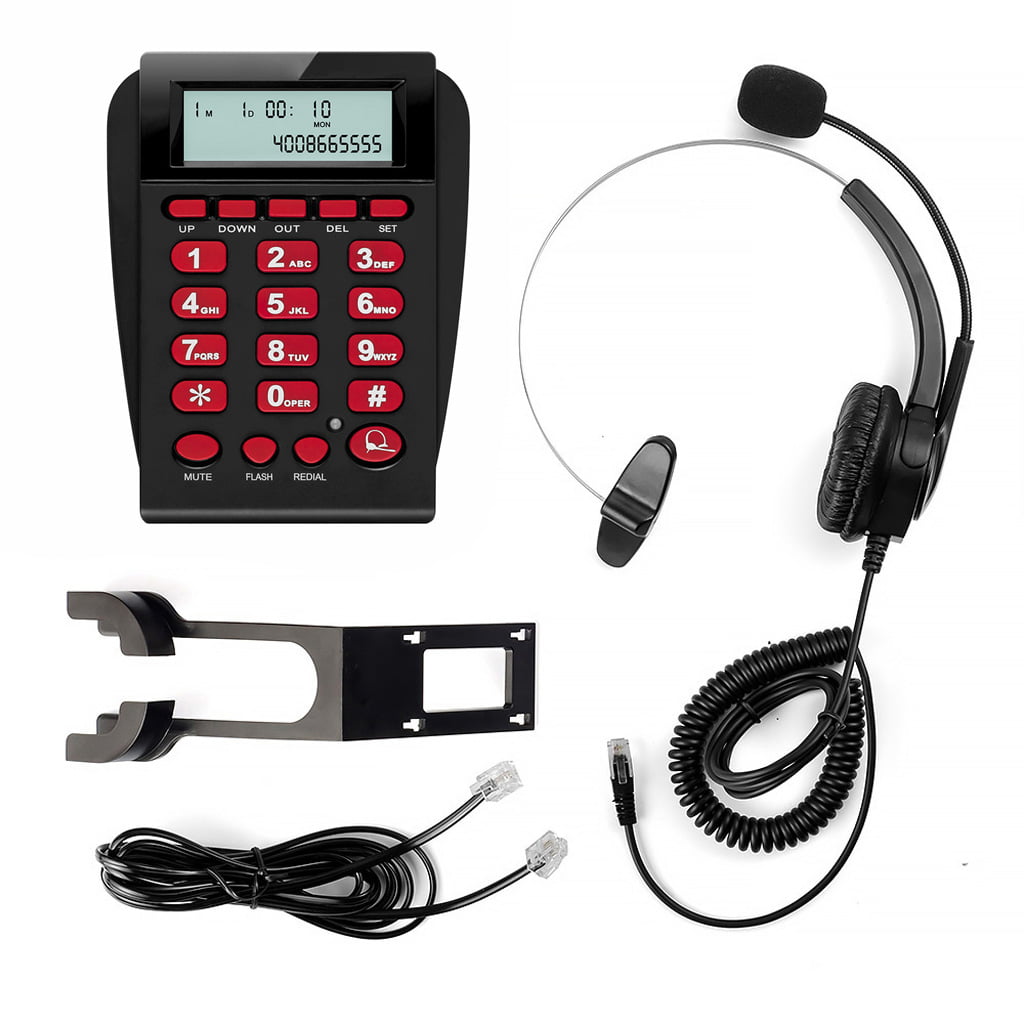 HT720 LCD Display Telephone With Corded Headset Call Center Phone Dial Pad 
