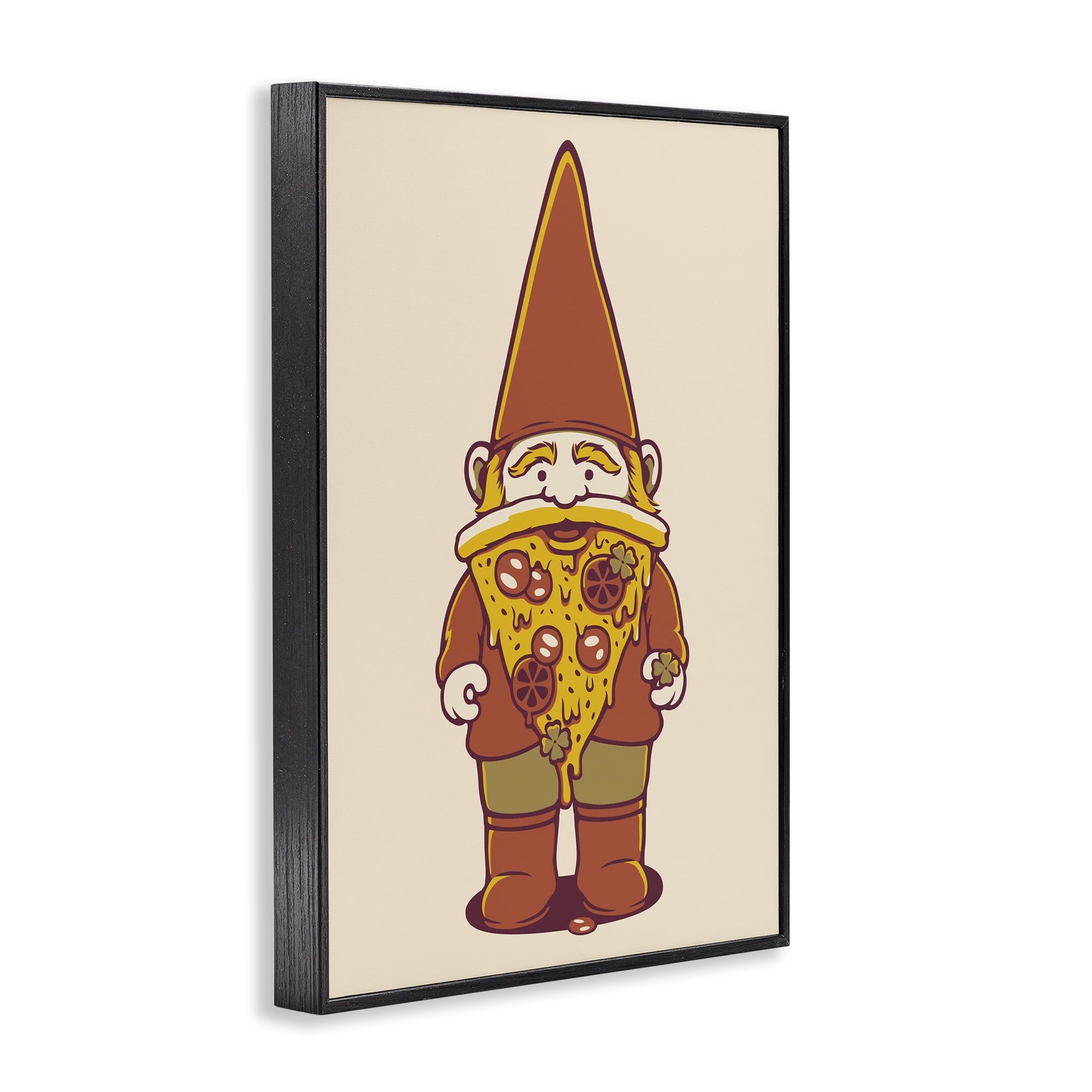 Stupell Industries Happy Pizza Gnome Black Framed Giclee Art, design by Tobe Fonseca