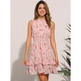 thumbnail image 3 of DARING DIVA Floral Chiffon Smocked Waist Ruffled Dress M Pink Flower, 3 of 6