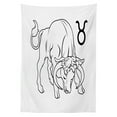 thumbnail image 3 of Ambesonne Zodiac Taurus Tablecloth Rectangular Table Cover, Hand Drawn Bull, 60"x84", Black and White, 3 of 4