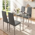 thumbnail image 6 of UHOMEPRO Gray Kitchen Table Set, 5 Pieces Dining Table Set, Tempered Glass Dining Table and Chairs Set for 4, Upgraded Iron Dining Room Table Set with 4 PU Leather Chairs, 6 of 8