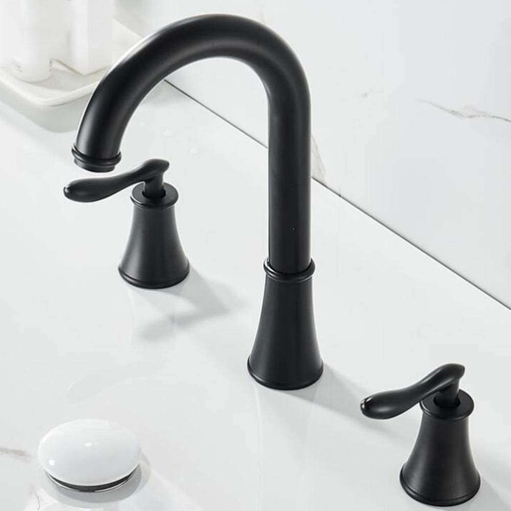 Bathroom Sink Faucet 3 Hole Black Hot and Cold 360° Rotation Brass Bathroom Faucet for Sink
