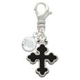 thumbnail image 2 of Delight Jewelry Silvertone Small Black Enamel Botonee Cross - Silvertone Clip on Charm with Clear Crystal Drop, 2 of 4