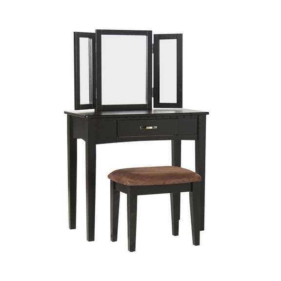 William's Home Furnishing Black Potterville Vanity Table with Stool