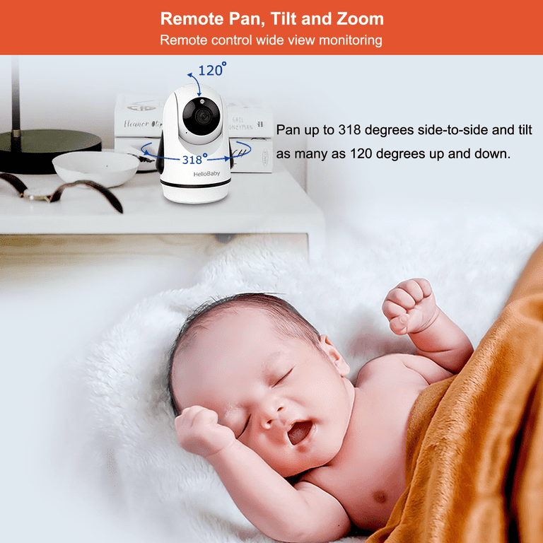 HelloBaby HB6352 Video Baby Monitor – 5″ LCD, No Wifi, Pan-Tilt