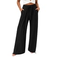 thumbnail image 2 of WIZUTIZ Women's Jogger Pants Elastic Waist Drawstring Ankle Cuff Side Pockets Full Length Casual Trousers Soft Brushed Adjustable Fit Comfy, 2 of 5