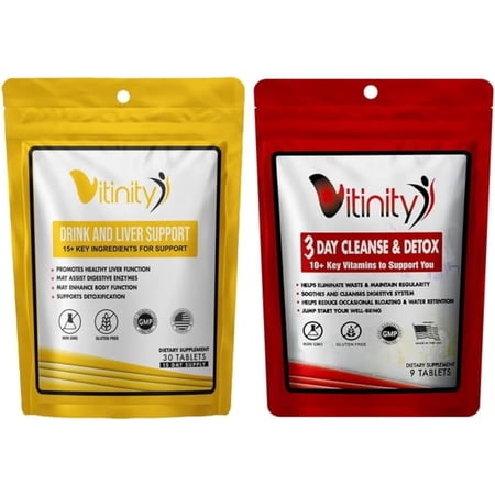 Drink Support Supplement & 3-Day Cleanse Bundle - Craving Support, Liver Health, Reduce Intake Formula - Kudzu, Milk Thistle, NAC for All Natural Detoxify, Gradual Reduction, and Stopping