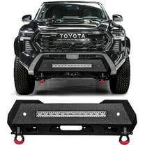 Vijay Compatible with 2024-2025 Toyota Tacoma Replacement Front Bumper Textured Black Steel with Lights and D-rings