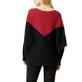 thumbnail image 5 of Lilgiuy Women's Long Sleeves Round Neck Stripe Loose Tops Blouse Thread Knitted Sweater,Red,One Size 2022 Fall Winter, 5 of 5