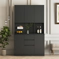 thumbnail image 5 of Kitchen Pantry Cabinet with Charging Station, Buffet Cupboards Sideboard with Drawer, Modern Kitchen Pantry Storage Cabinet with Microwave Stand for Kitchen,Living Room,Dinning Room, Black, 5 of 8