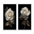 thumbnail image 2 of Designart "Retro Portrait White Rose on Black II" Rose Framed Wall Art Set Of 2 - Traditional White Framed Wall Art Set Of 2, 2 of 6