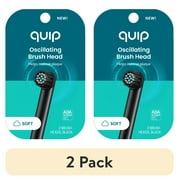 (2 pack) Quip Rev Oscillating Electric Toothbrush Head, Adult Compact Head Refill, Black, 2 Pack