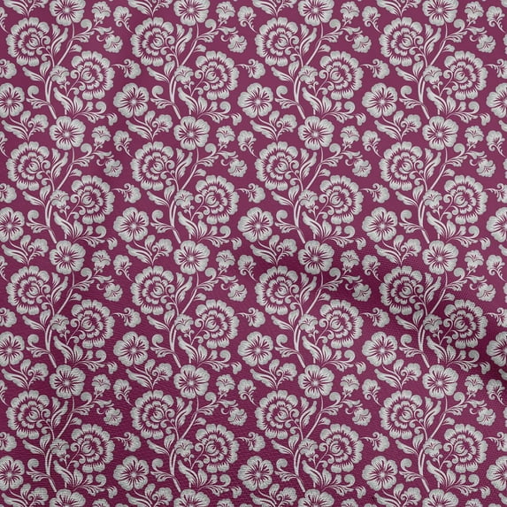 oneOone Cotton Jersey Dark Magenta Fabric Floral Sewing Craft Projects Fabric Prints By Yard 58 Inch Wide
