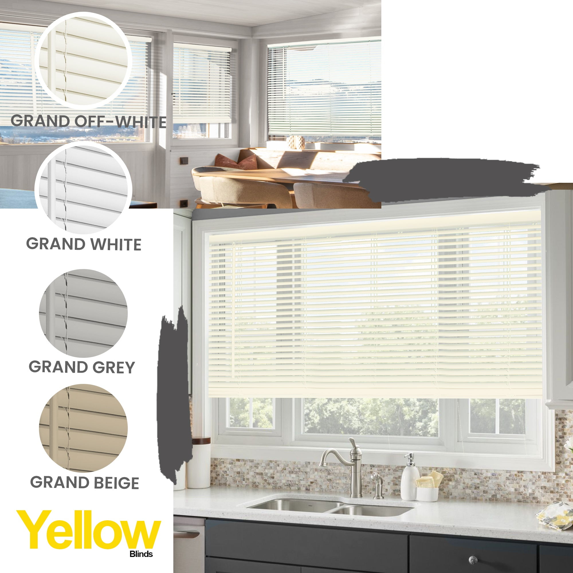 Grand Off-White 54 in. W X 84 in. H Cordless Light Filtering Vinyl Mini Window Blinds with 1 in. Slats