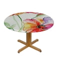 thumbnail image 3 of HAOXIT Watercolor Flower Tablecloth, Hibiscus Flowers on Plain Background in Pastel Colors Nature Theme, Round Table Cover for Dining Room Kitchen Decor, 3 of 8