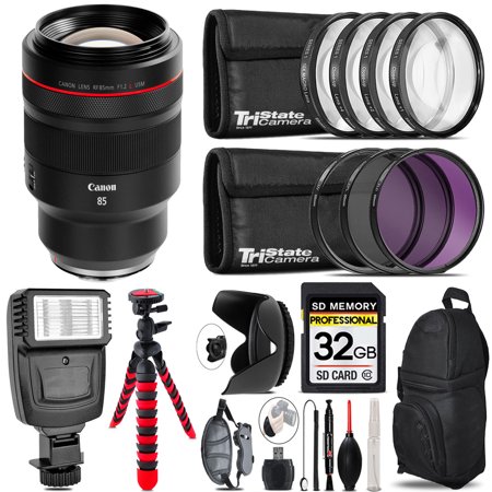 Canon RF 85mm f/1.2L USM Lens + Flash + Tripod & More - 32GB Accessory Kit