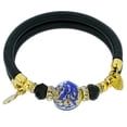 thumbnail image 2 of GlassOfVenice Dorato Murano Glass Leather Bracelet - Blue, 2 of 5