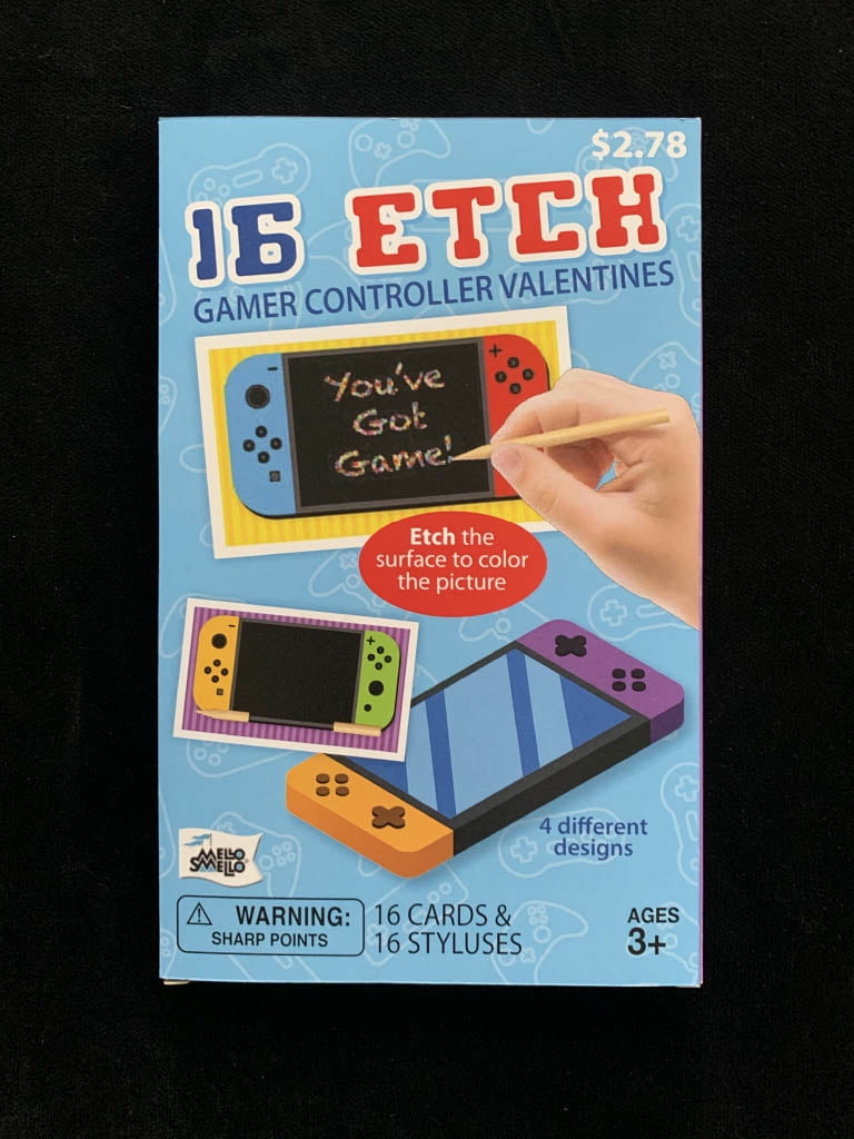 Mello Smello Valentine's Day Etch Gamer Controller Valentine Kiddie Cards, 16CT