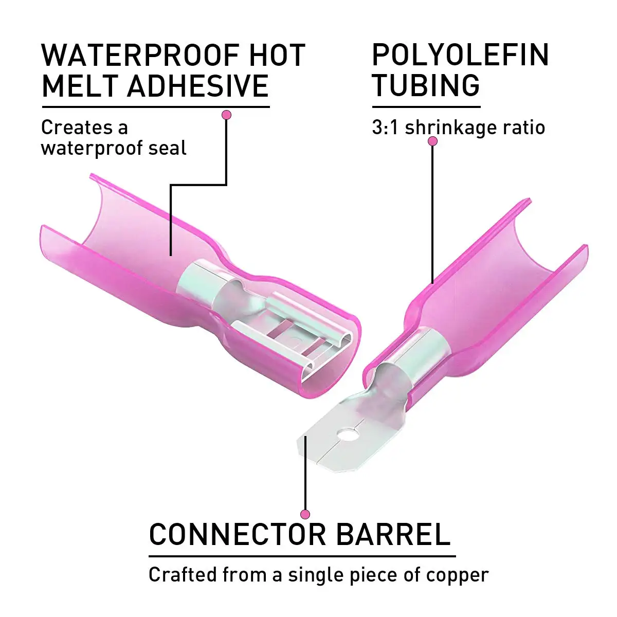 300/220/140-piece heat-shrink flat terminal electrical connectors Female and male cable mating connectors Quick-crimp cable connector kits