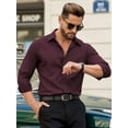 thumbnail image 2 of OALUXE Mens Dress Shirts Formal Long Sleeve Button Down Business Solid Shirt, 2 of 7