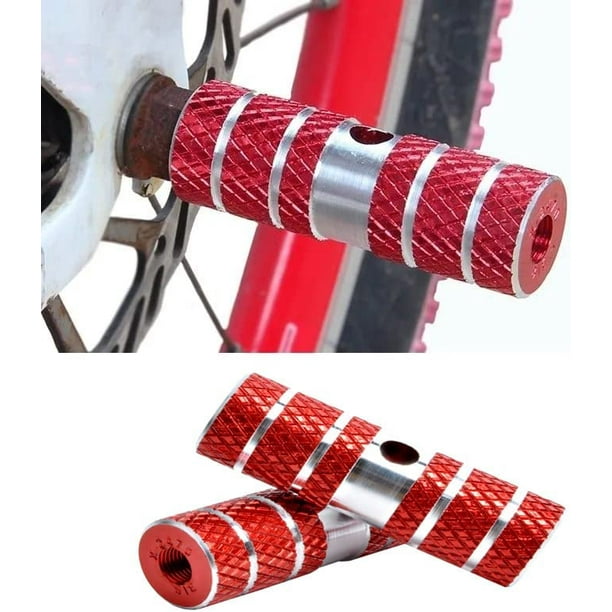 Antideslizante Eje Stunt Peg Reposapiés de bicicleta Clavijas de aleación de aluminio para niños Adultos Pies de bicicleta, Pedal de extensión del eje para Stunt Bike, BMX, MTB 2 Piezas Rojo