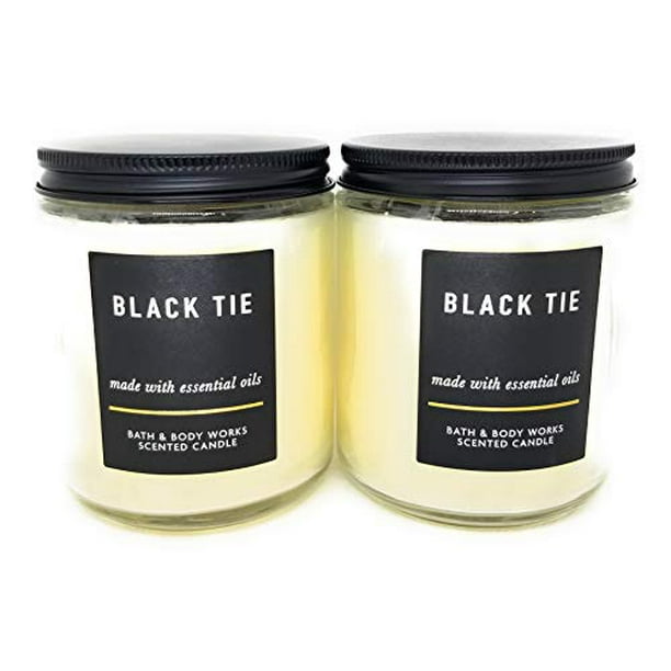 Set of 2 Bath and Body Works White Barn Black Tie Single Wick Candle 7