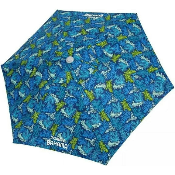 Tommy Bahama 2020 Sand Anchor 7 Feet Beach Umbrella with Tilt and Telescoping Pole Navy Fish