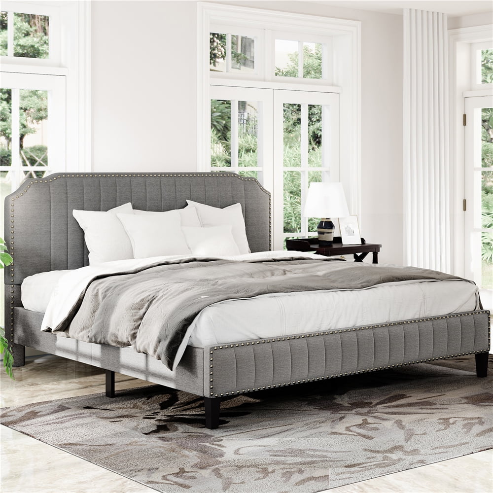 Clearance! King Platform Bed Frame, UHOMEPRO Modern Upholstered