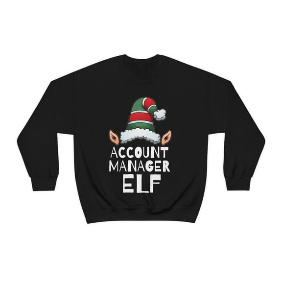 Account Manager Elf Unisex Sweatshirt, S-2XL Christmas Holidays Xmas Elves